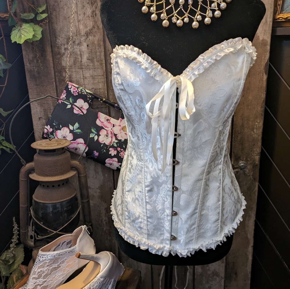 Gorgeous White Satin Corset
